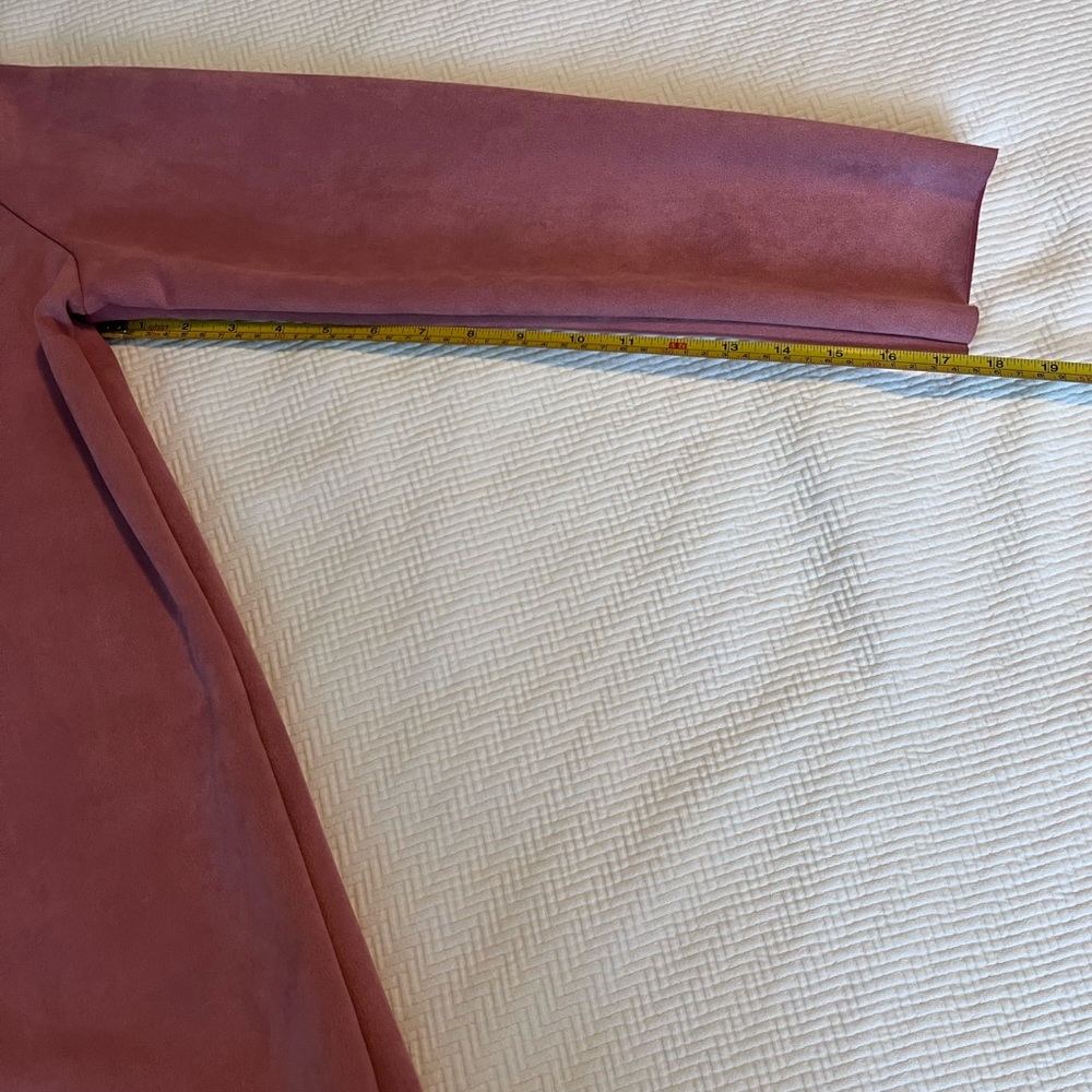Philosophy Pink Faux Suede Open Front Coat Modern Minimalist Design (M) - Picture 11 of 12